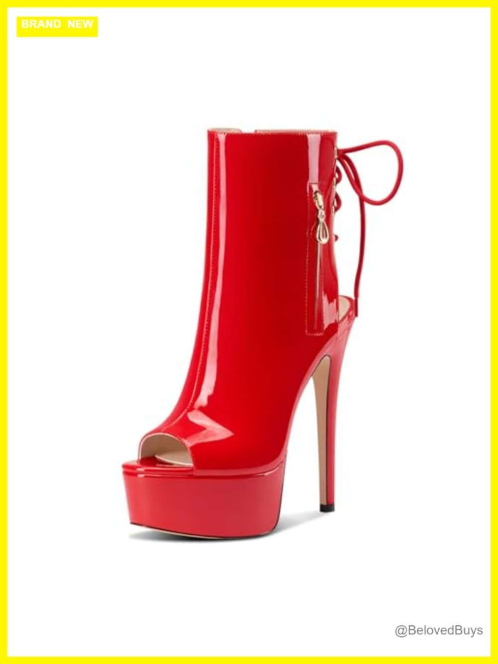 Castamere Womens Stiletto High Heel Peep Toe Platform Ankle Boots Lace-up
